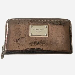 Michael Kors Metallic Bronze Zip Wallet - GUC